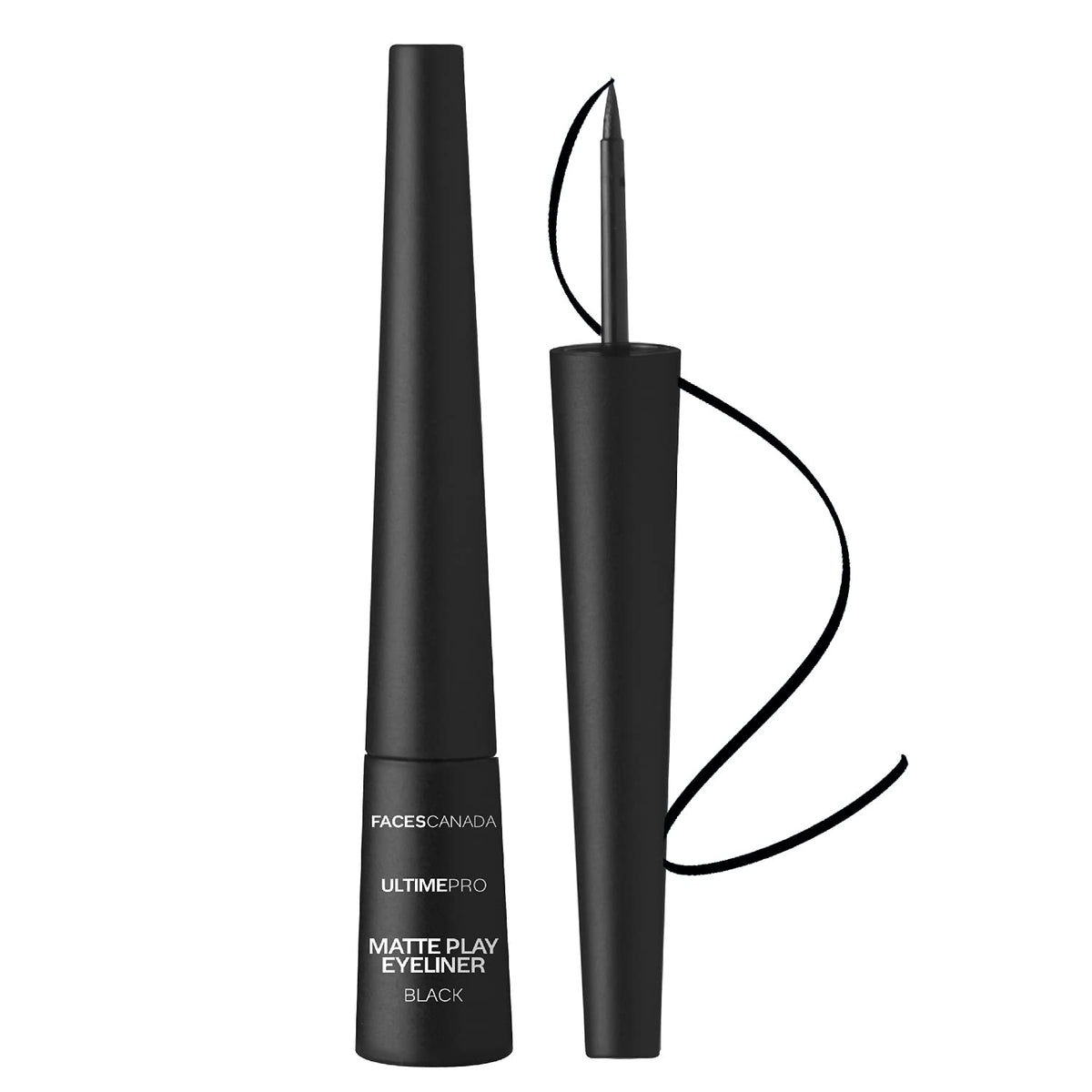 Faces Canada Matte Play Liquid Eyeliner, Waterproof, Smudgeproof, Fine Tip, Black, 0.08 Oz