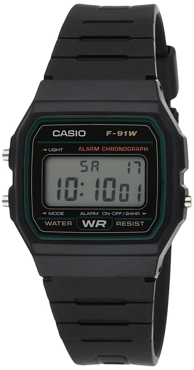 Casio F-91W-3Dg Black Watch - Stylish Black/White Strap, Durable And Timeless Design