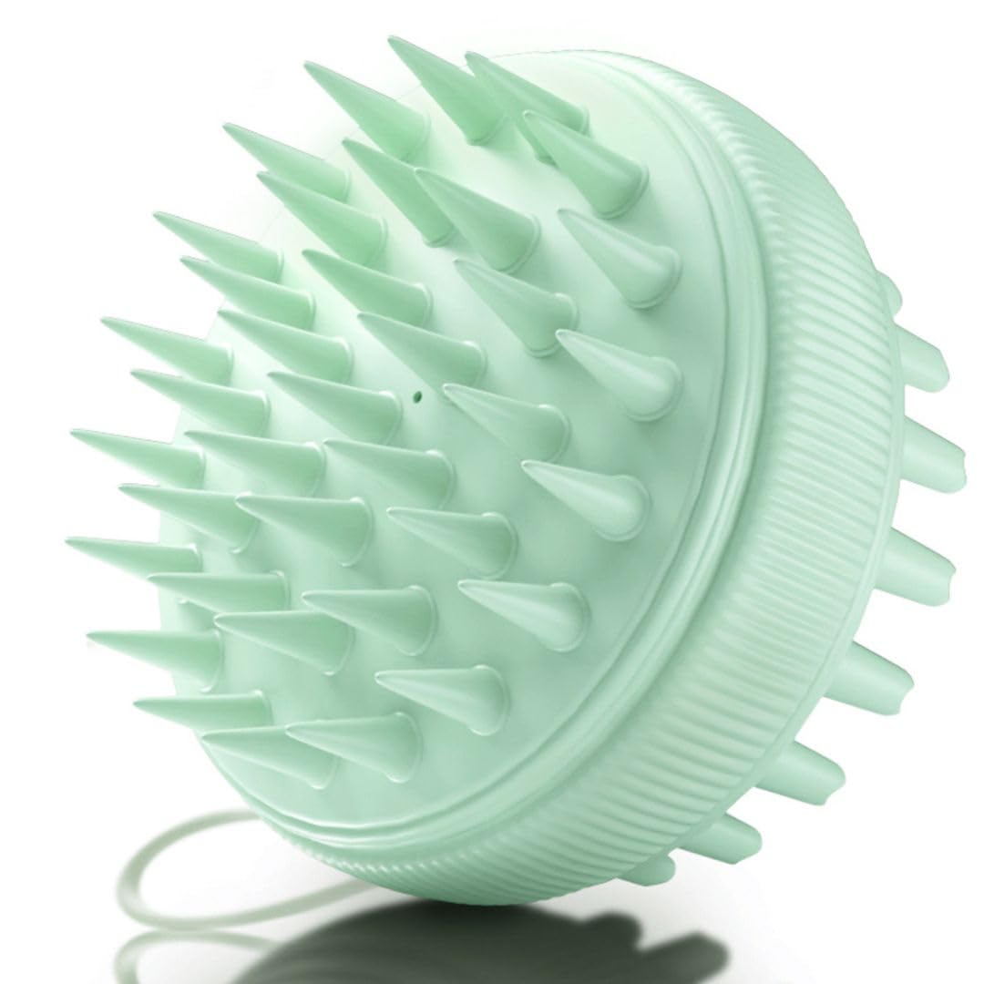 Fancii Hair Scalp Massager - Silicone Shampoo Brush For Dandruff & Hair Growth, Mint