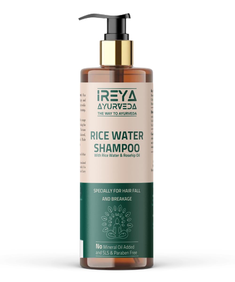 Ireya Ayurveda Rice Water Shampoo With Rosehip Oil, 200Ml - Growth & Smooth Hair, Natural Ingredients