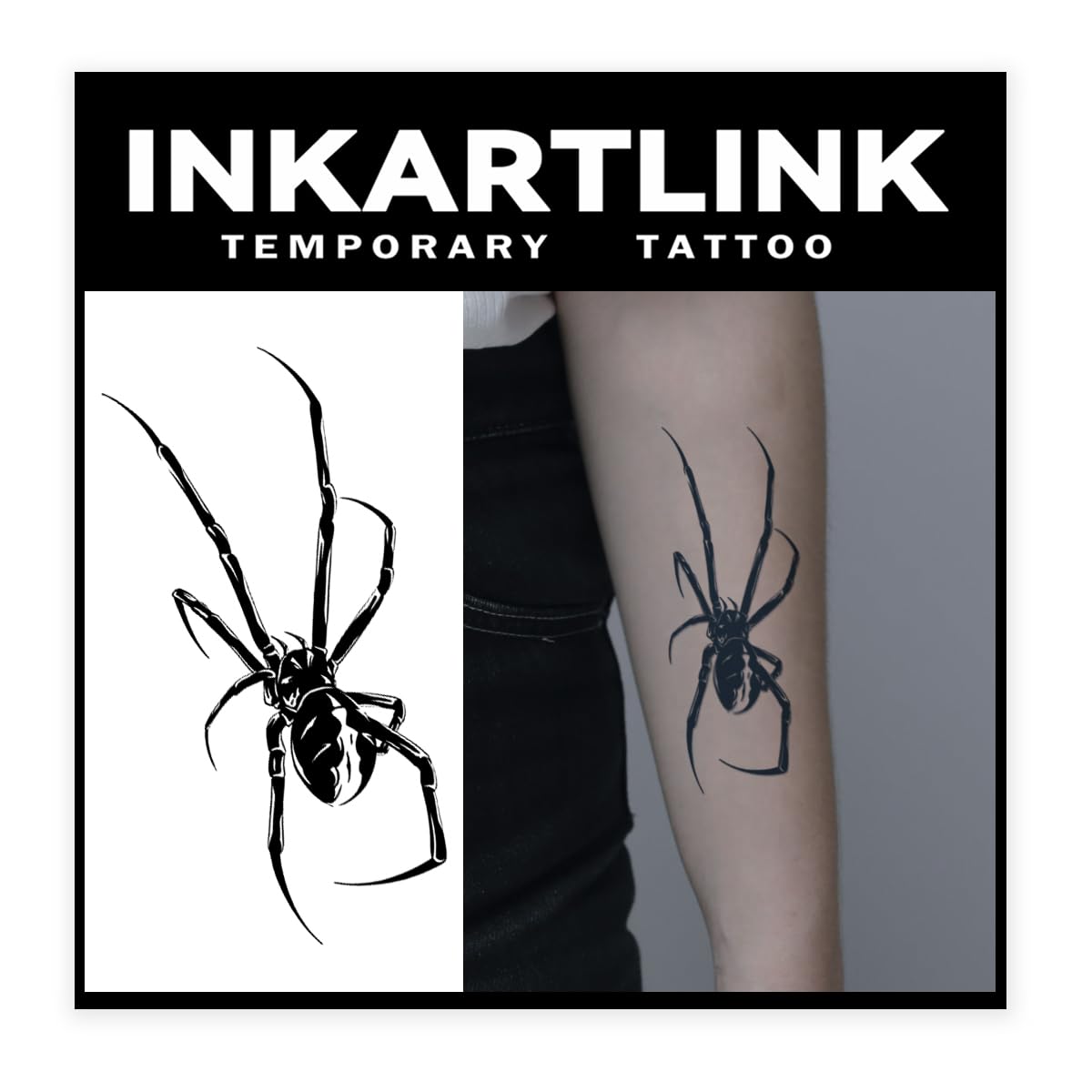 Inkartlink Iron Spider Semi-Permanent Tattoo Sheets - Realistic, Waterproof, Lasts 1-2 Weeks