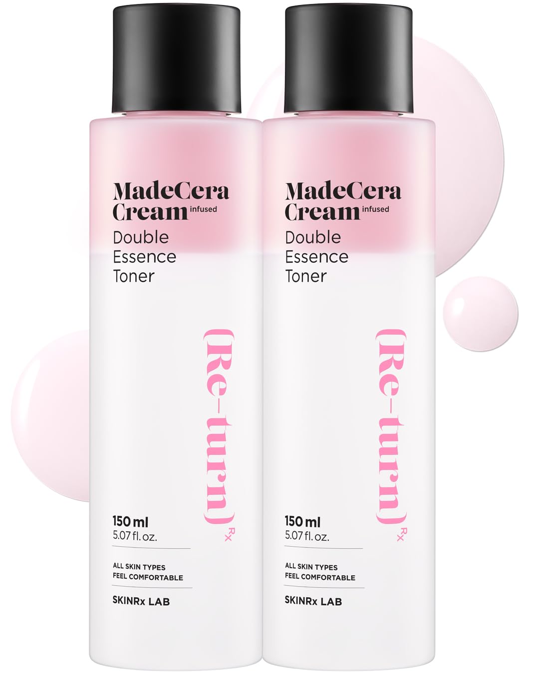 Skinrxlab Madecera Cream Double Essence Toner 2 Pack - Hydrating, Soothing, Strawberry Milky