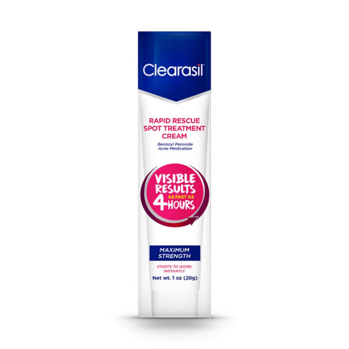 Clearasil Rapid Rescue Spot Treatment Cream - Benzoyl Peroxide Acne Relief, 1 Ounce