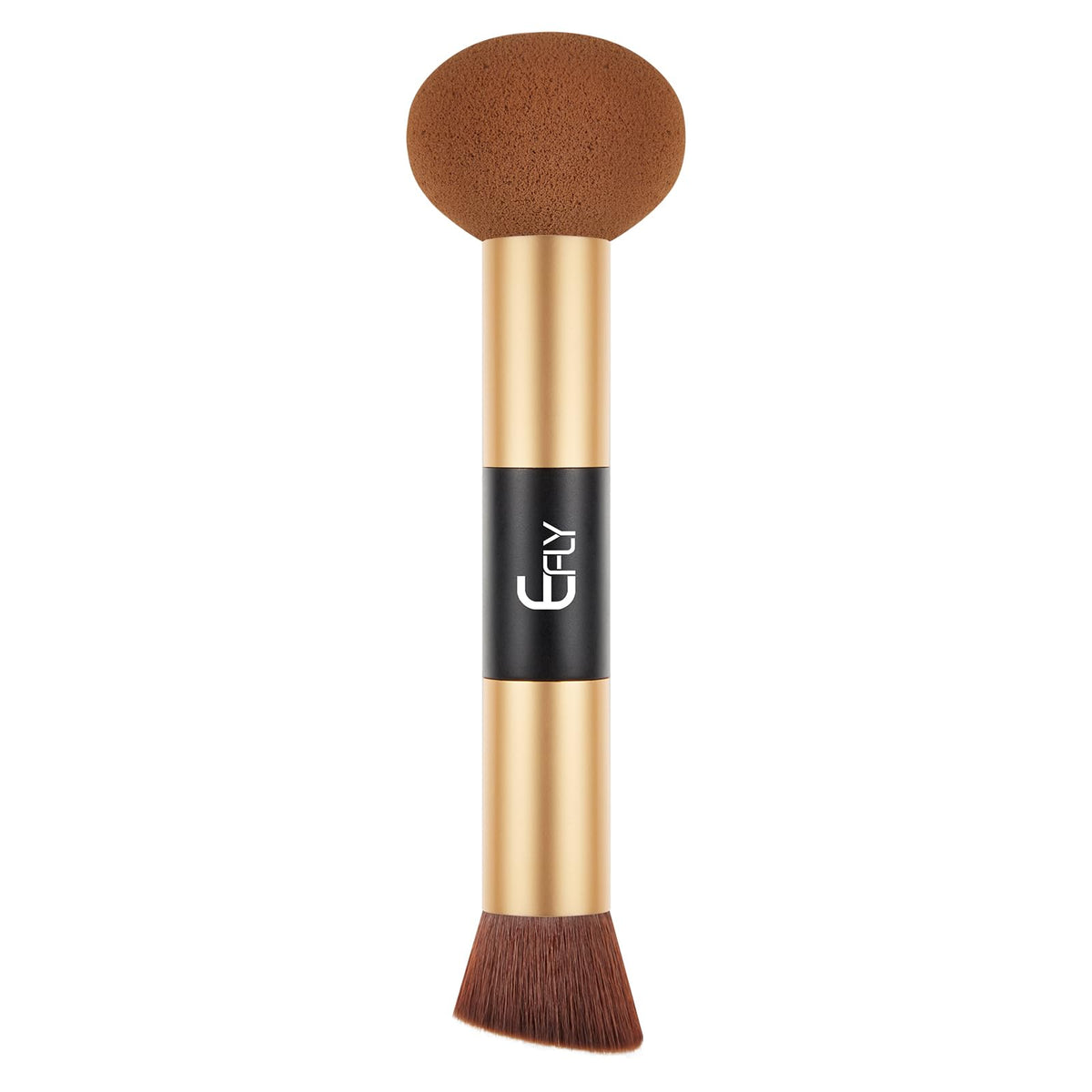 Efly Dual-Ended Hair Brush - Precision Hairline Powder & Sponge Tip For Contouring, Brown, 4.7&quot;