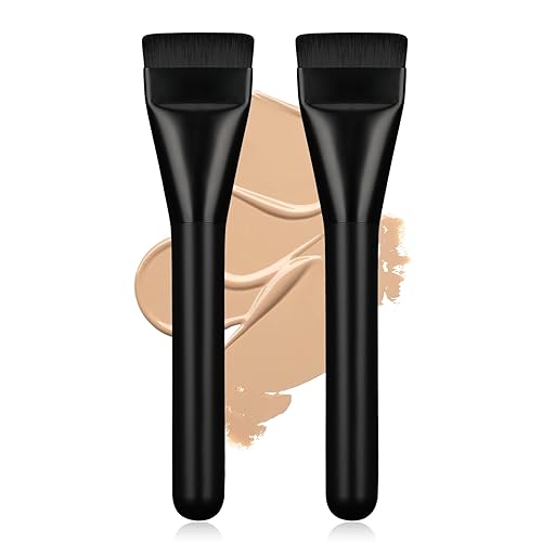 Beautyfactor Flat Foundation Brush Set - Premium Makeup Spatula For Liquid & Cream - Black