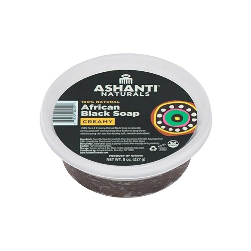 Ashanti Naturals 100% African Creamy Black Soap - 8 Oz - Natural Skincare Cleanser