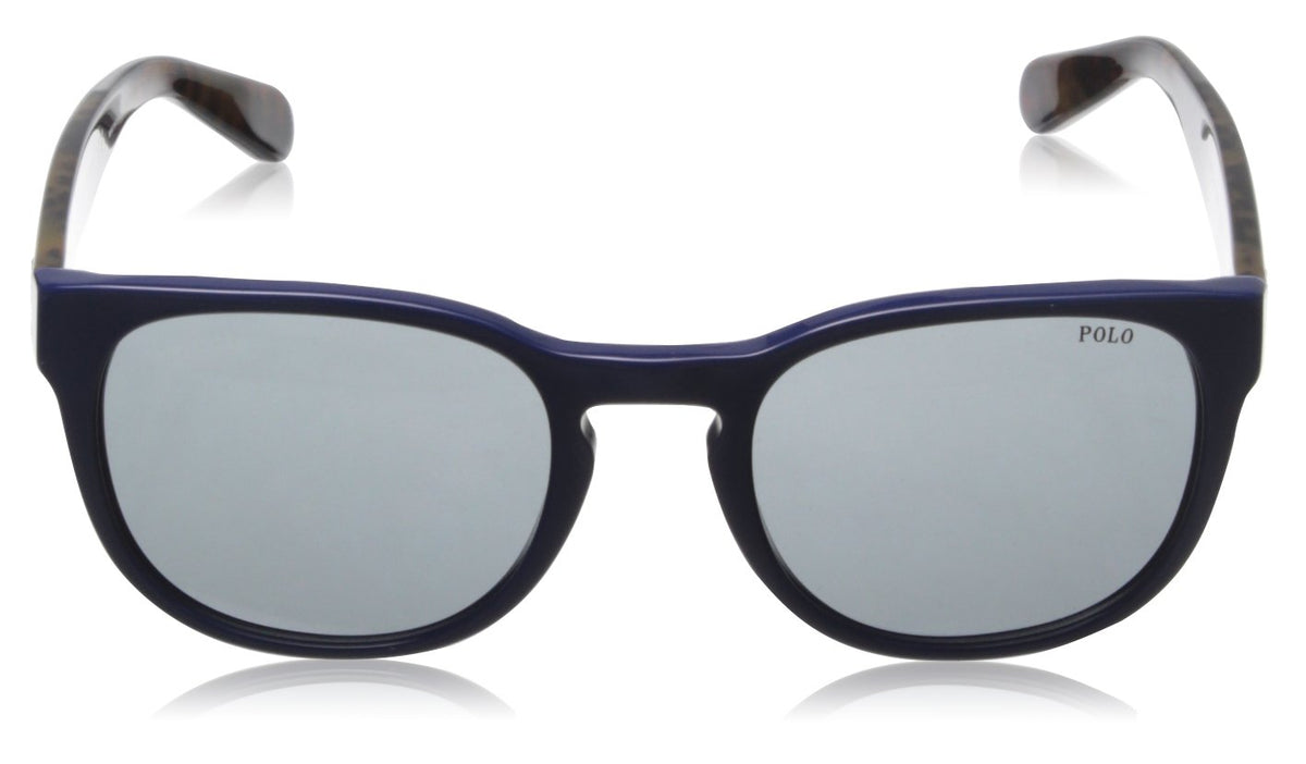 Polo Ralph Lauren Men'S Ph4099 Round Sunglasses, Navy Blue/Light Grey, 52 Mm