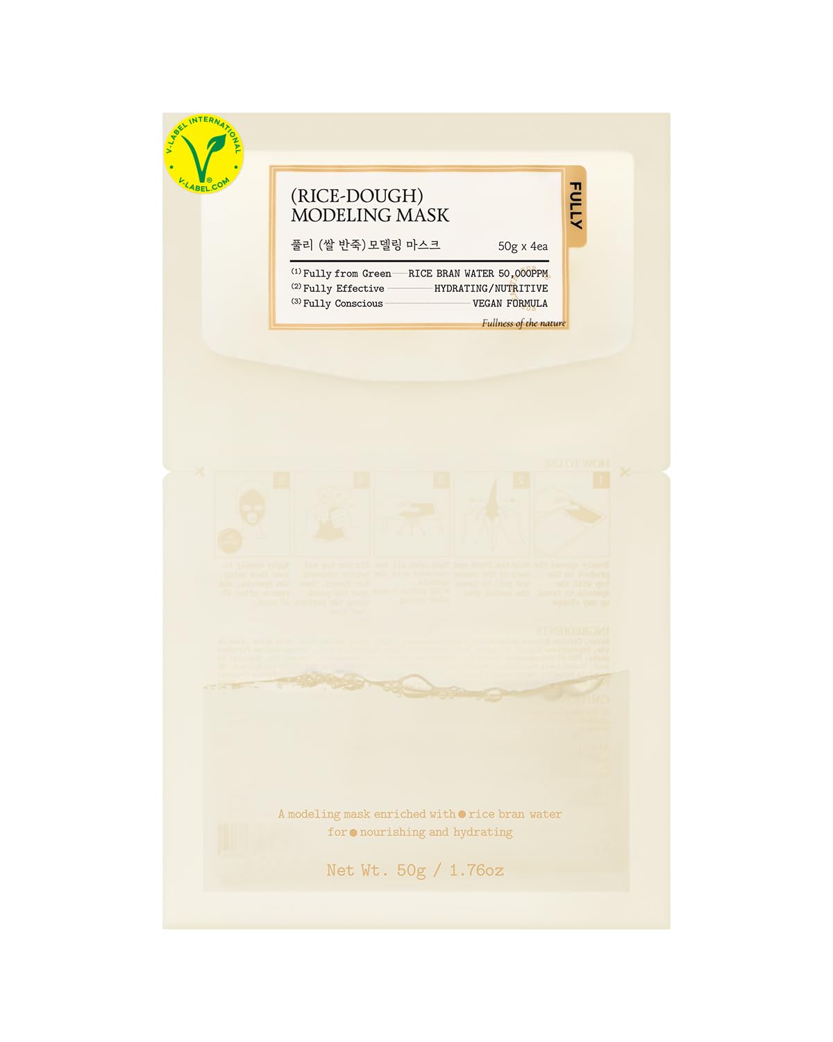 Fully Rice Dough Facial Mask - Instant Hydration, Vegan Hyaluronic Acid, Nourishing, 7.05Oz