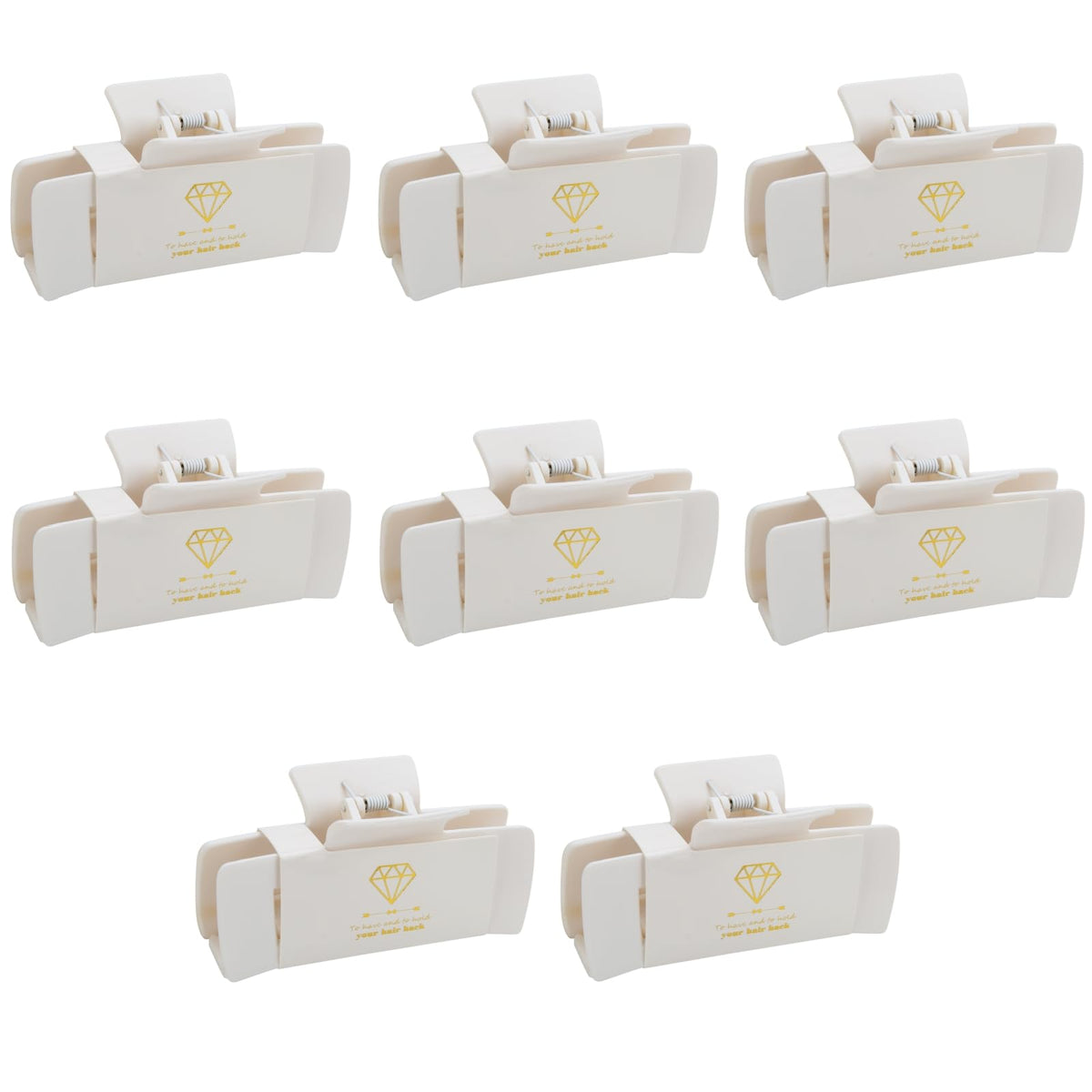 Loanzeg 8Pcs White Bridesmaid Hair Claws Set, 4.1 Inch Rectangular Clips For Wedding Party Favors