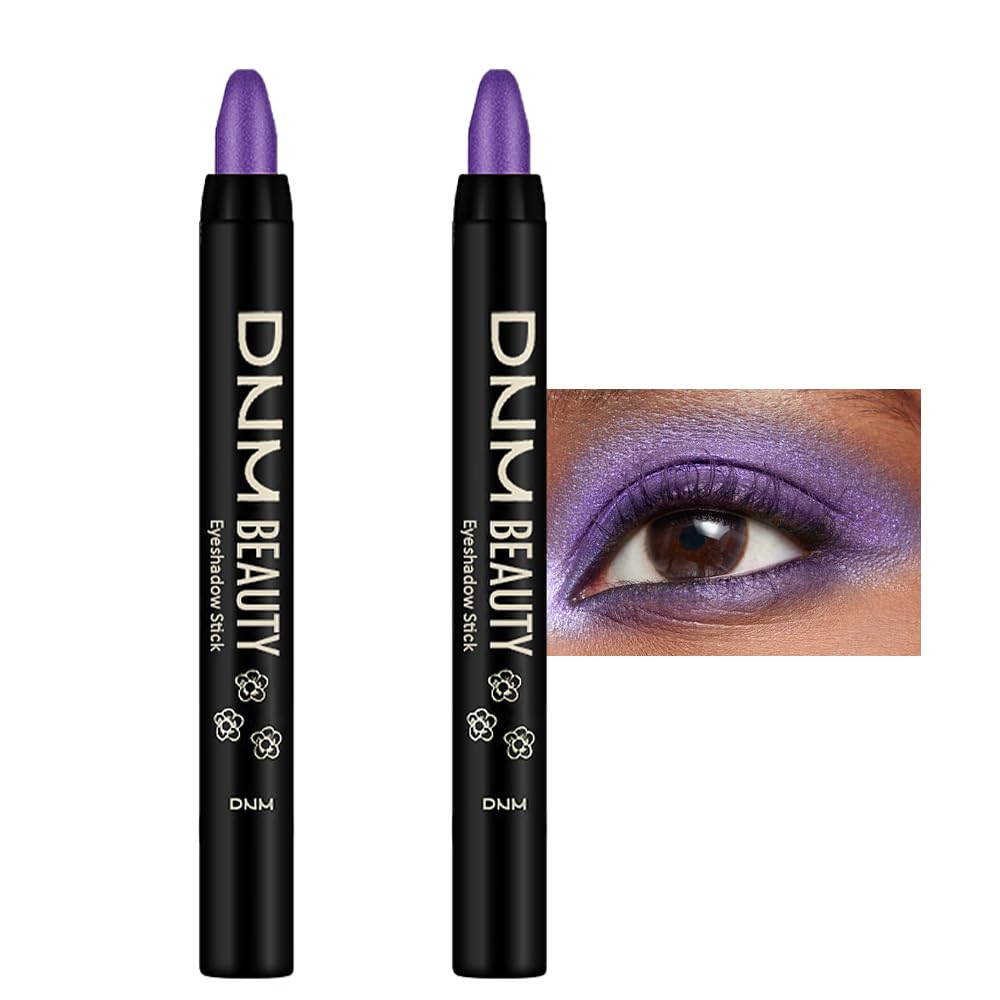 Kaely 2Pcs Waterproof Cream Eyeshadow Sticks Set - Purple Shimmer Eye Shadow Pencils