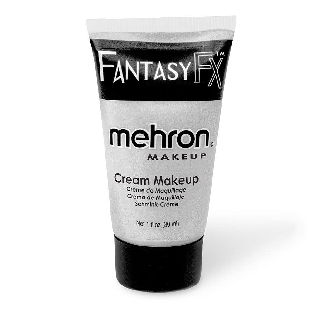 Mehron Fantasy Fx Cream Makeup - Silver Water-Based Face & Body Paint, 1 Oz For Halloween