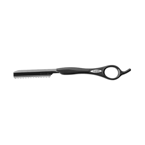 Feather Styling Razor - 7.5 Inch Stainless Steel Hair Cutting Tool In Black