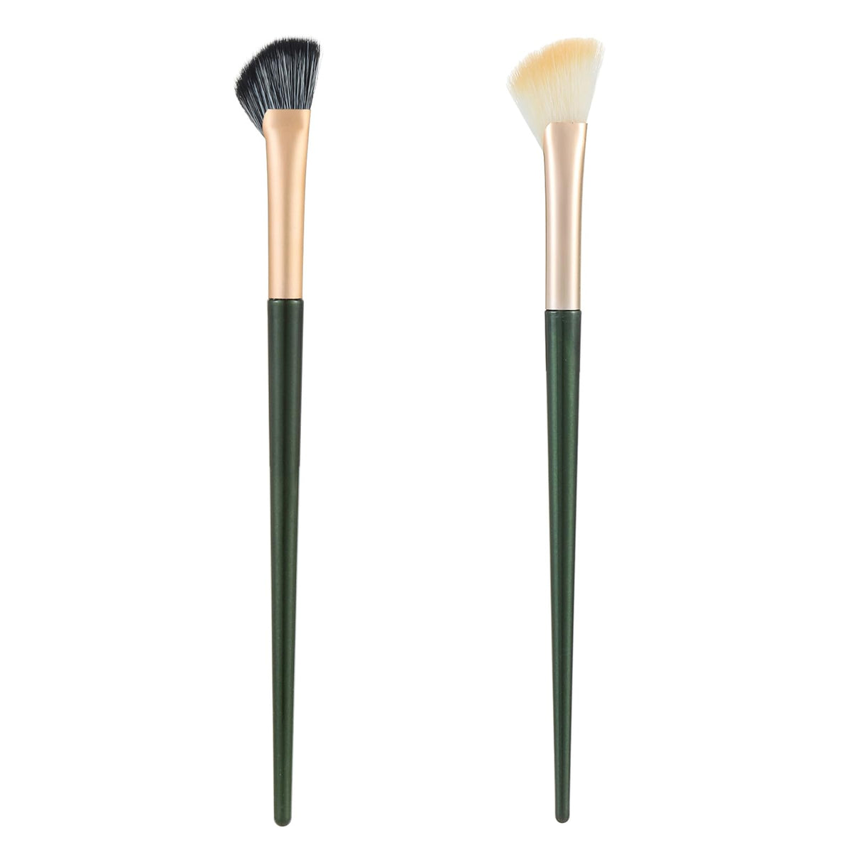 Inenk 2Pcs Nose Shadow Brush Set - Half Fan Angled Contour & Highlighter Makeup Tools