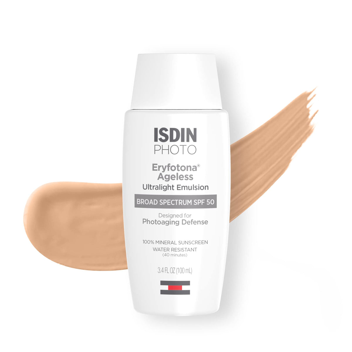 Isdin Eryfotona Ageless Sunscreen Spf 50+ Zinc Oxide Tinted 3.4 Fl Oz - Mineral Protection