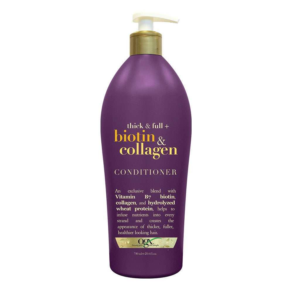 Ogx Thick & Full Biotin & Collagen Conditioner, 25.4 Oz, Paraben & Sulfate Free, Nourishing