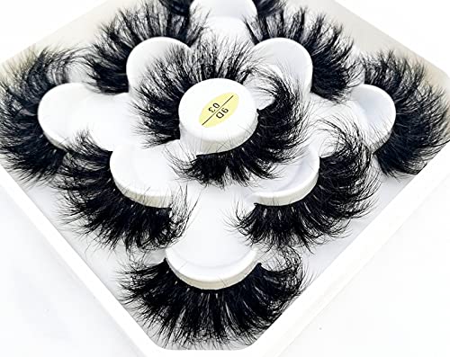 HBZGTLAD 5 Pairs 25mm 3D Mink Lashes - Bulk Faux Eyelashes, Natural Look, Short