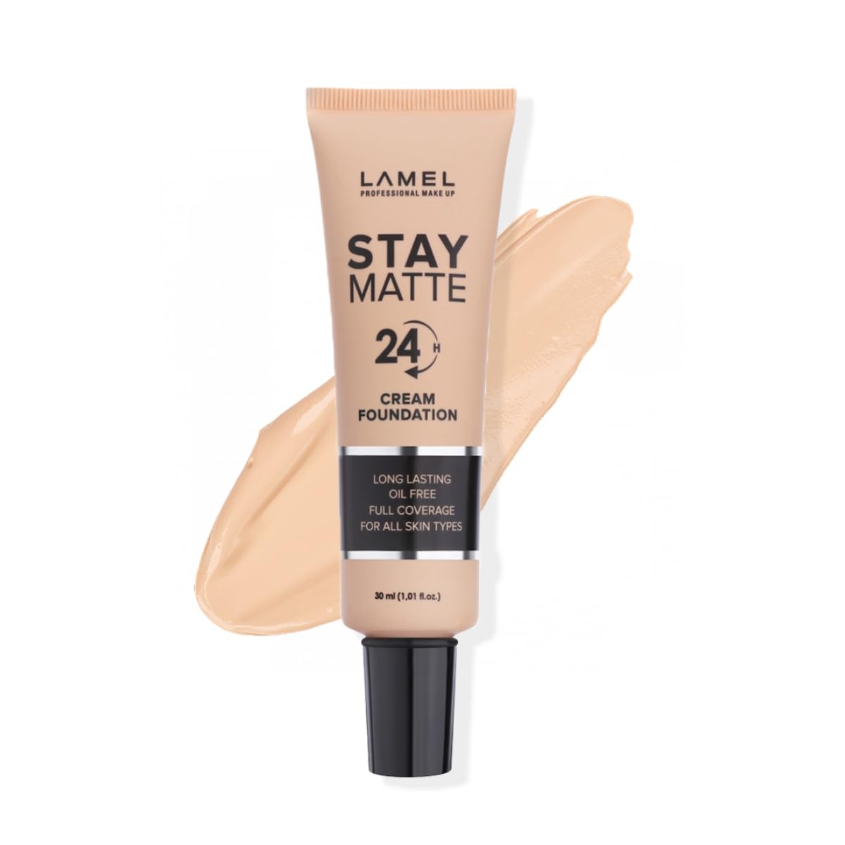 Lamel Stay Matte Foundation - Full Coverage, Long-Lasting, Waterproof, Dewy Finish, Porcelain, 1.01Oz