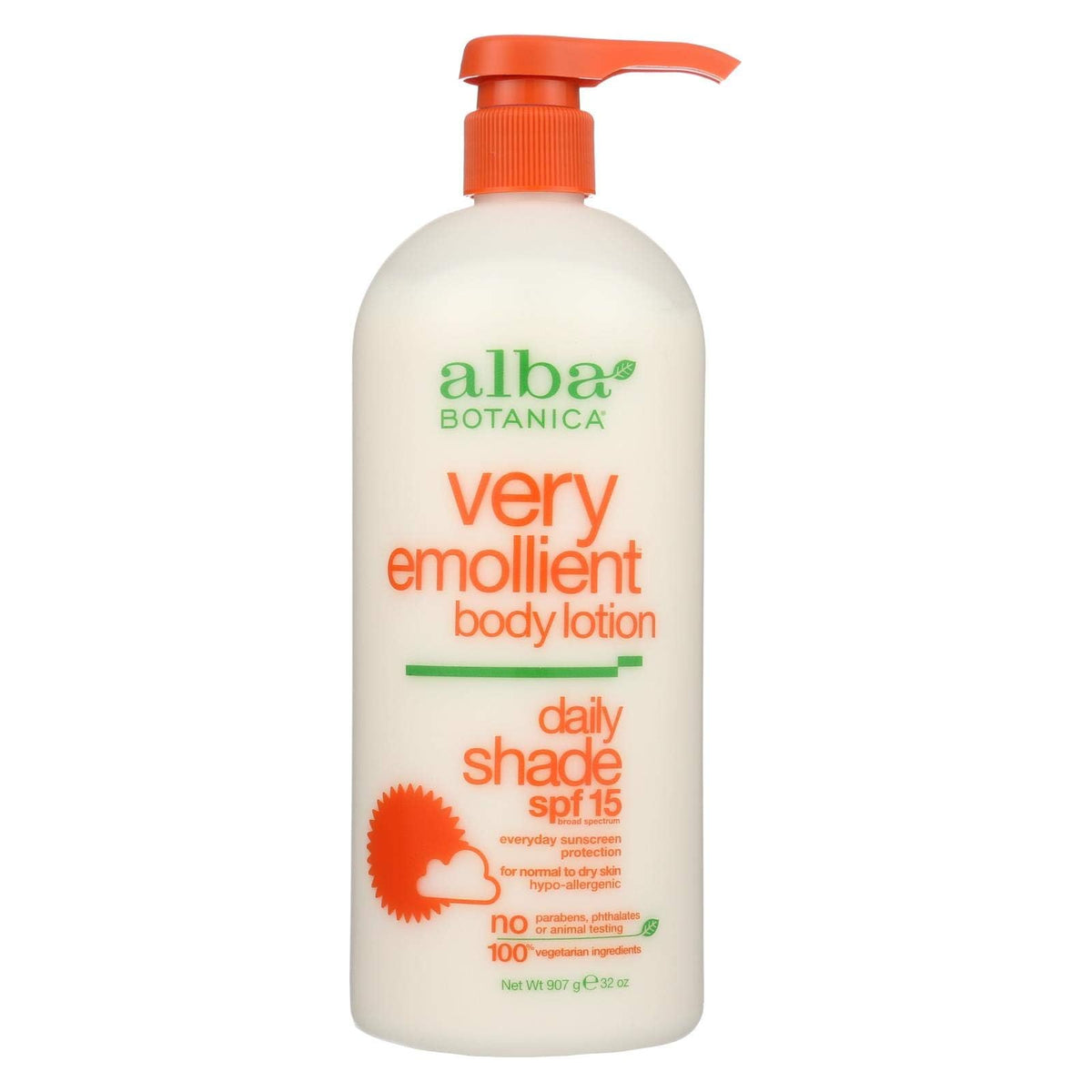 Alba Botanica Very Emollient Natural Body Lotion Spf 15, 32 Fl Oz - Green