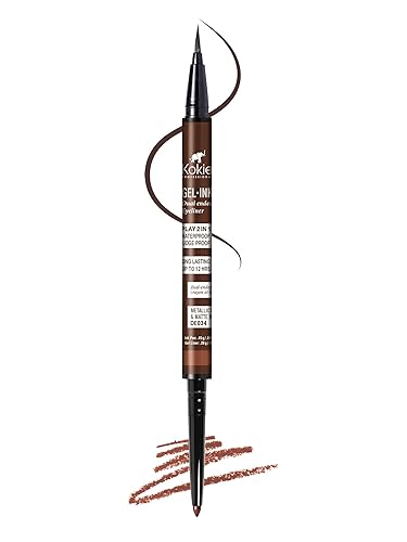 Kokie Gel Ink Dual Ended Eyeliner - Metallic Copper & Matte Brown, 1 Count