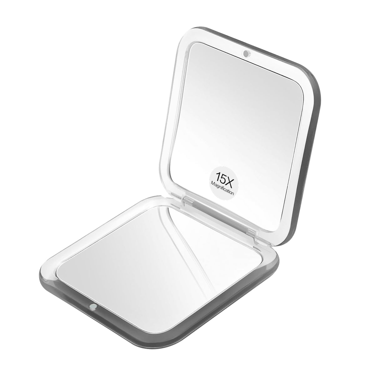 Snowflakes Compact Travel Magnifying Mirror - 1X/15X Portable Cosmetic Mirror (Black)