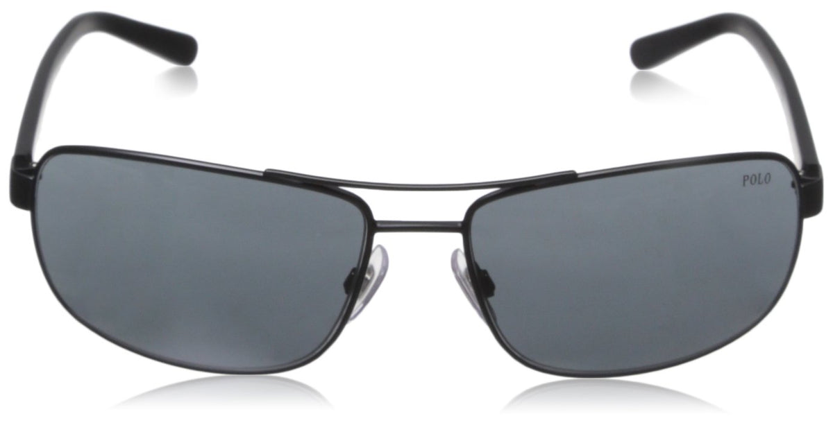 Polo Ralph Lauren Men'S Ph3095 Rectangular Sunglasses, Matte Black/Gray, 63Mm