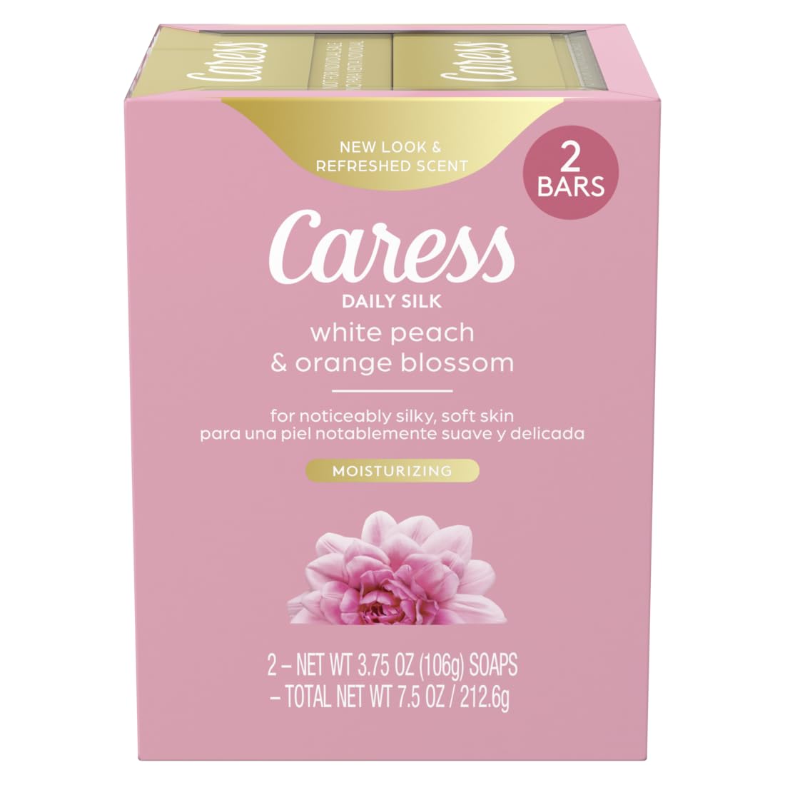 Caress Daily Silk Beauty Bar Soap For Women, Moisturizing Body Soap, 2 Count, 3.75 Oz