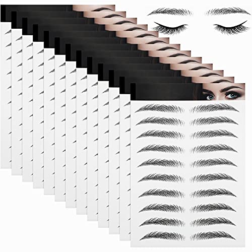 Maitys 12 Sheets Waterproof 4D Eyebrow Stickers - Stylish Fake Eyebrow Transfers For Women