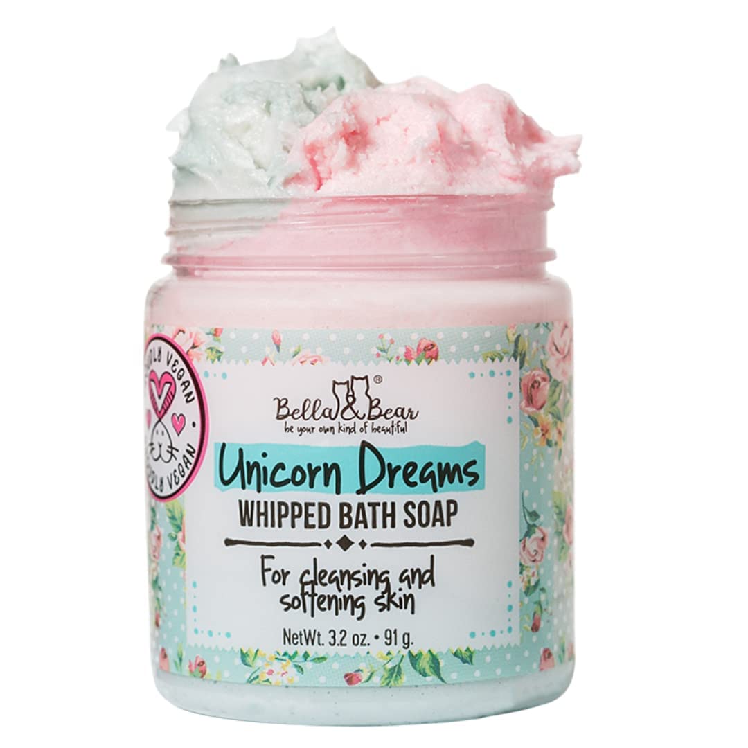 Bella & Bear Unicorn Dreams Whipped Bath Soap, Travel Size 3.2Oz - Moisturizing & Fun