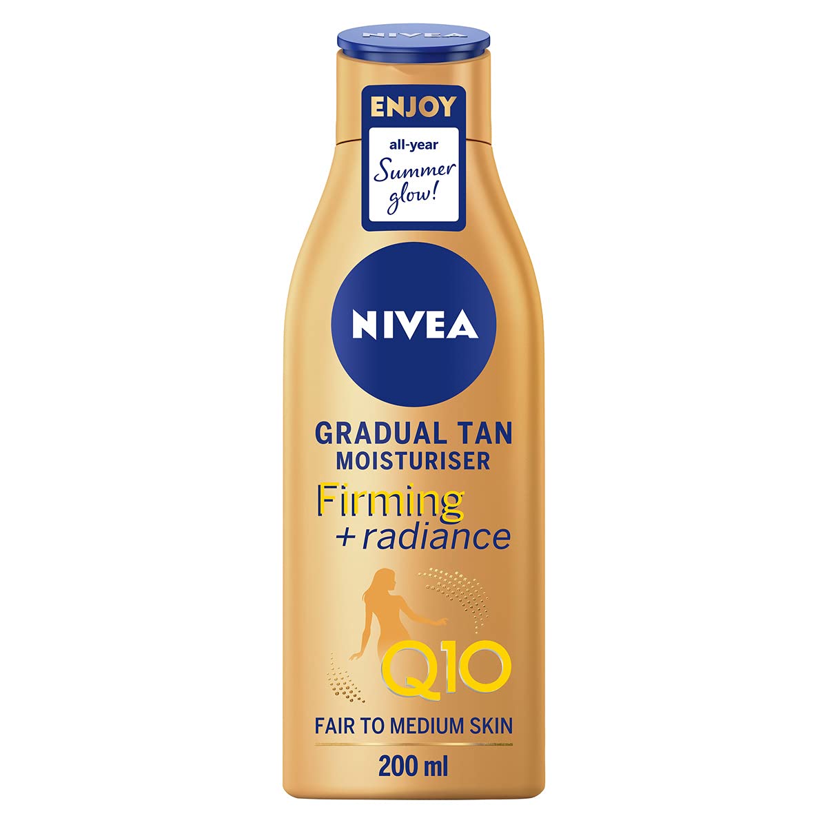 Nivea Q10 Firming + Radiance Gradual Tan Cream, 200Ml - Tanning Moisturiser For Radiant Glow