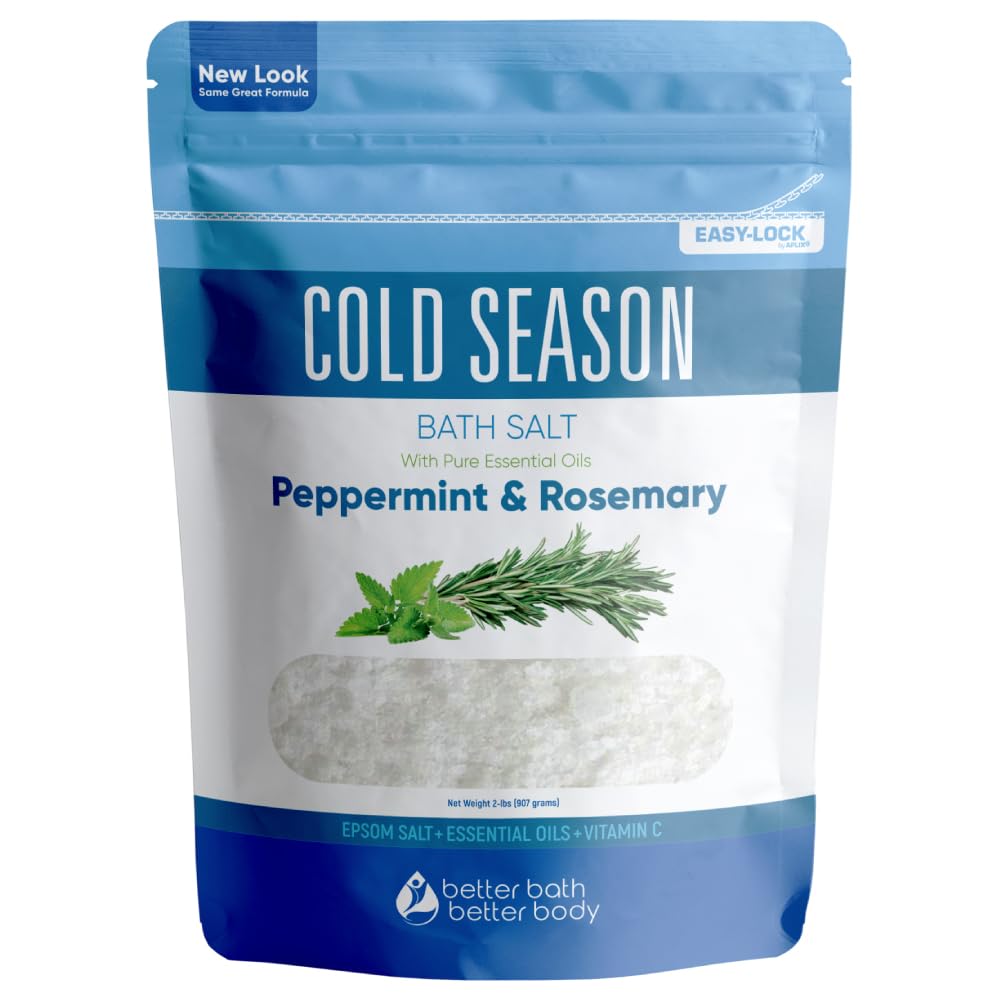 Better Bath Better Body Cold Season Bath Salt 32Oz Epsom With Rosemary & Peppermint Essential Oils