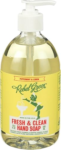 Rebel Green Peppermint Lemon Hand Soap, 16.89 Oz – Natural Cleaning Power