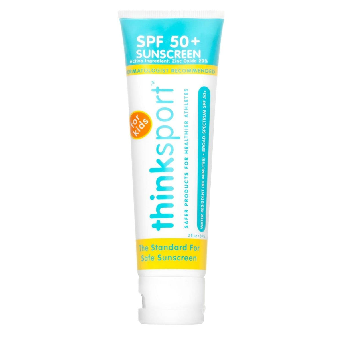 Think Thinksport Kid'S Safe Sunscreen Spf 50, 3 Fl Oz - Water-Resistant, Broad Spectrum Protection