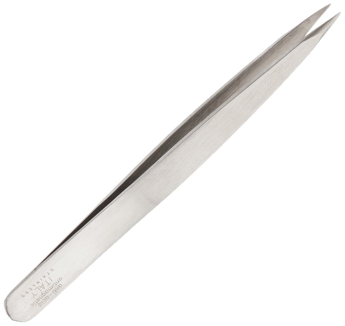 Denco Stainless Steel Splinter Tweezers - Precision Grip Silver Tweezers for Eyebrow and Ingrown Hairs