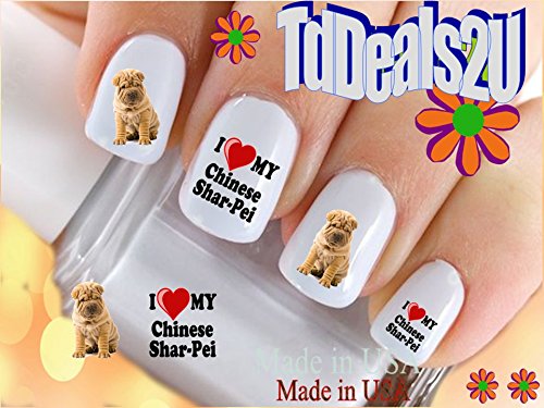 Hipzysticky Shar Pei Dog Nail Decals - Waterslide Art For Diy Manicure - Multicolor