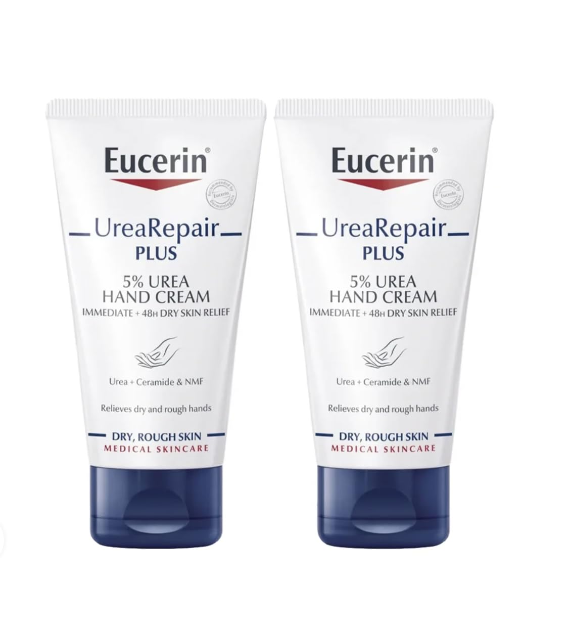 Eucerin Repairing Hand Cream 5% Urea, 2-Pack Of 75Ml - Intense Moisture For Dry Skin