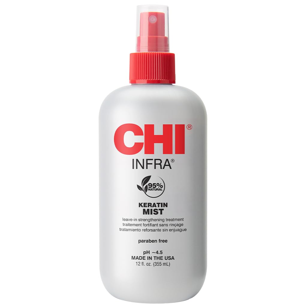 Chi Keratin Mist Strengthening Hair Spray - 12 Oz, Paraben-Free, Heat Protection, Restores Softness