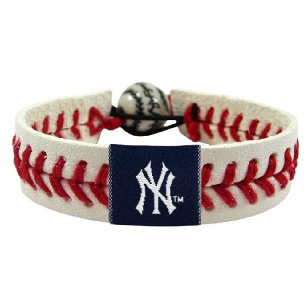 Gamewear Mlb New York Yankees Classic Leather Baseball Bracelet - Stylish Fan Accessory