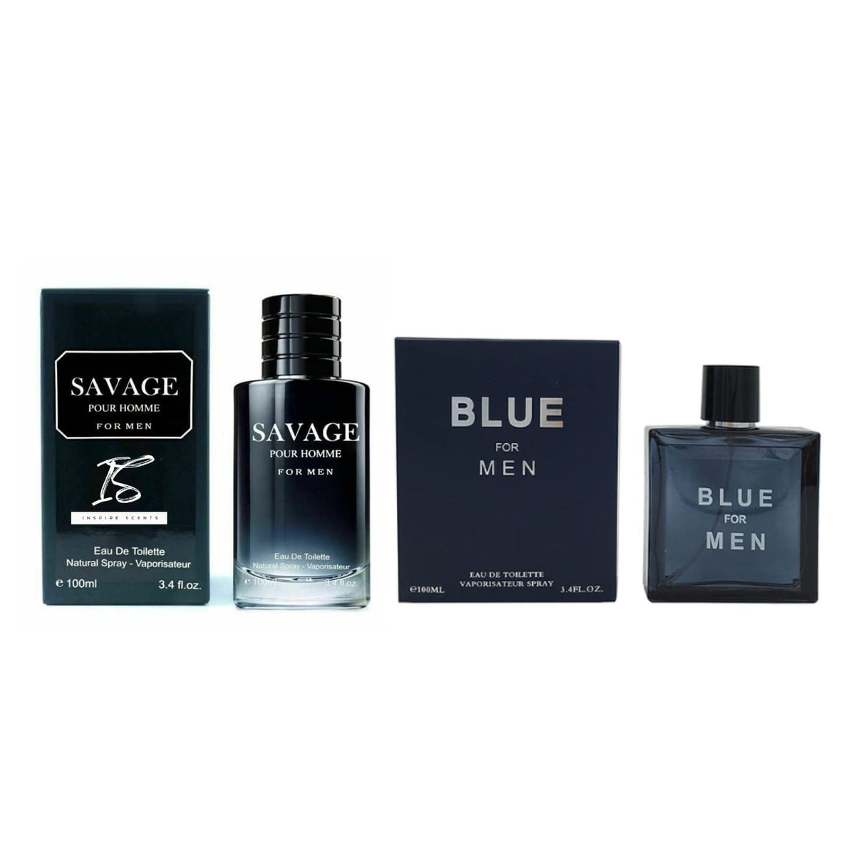 Inspire Scents Savage & Blue Cologne Combo Set For Men, Eau De Toilette 3.4 Fl Oz (Pack Of 2