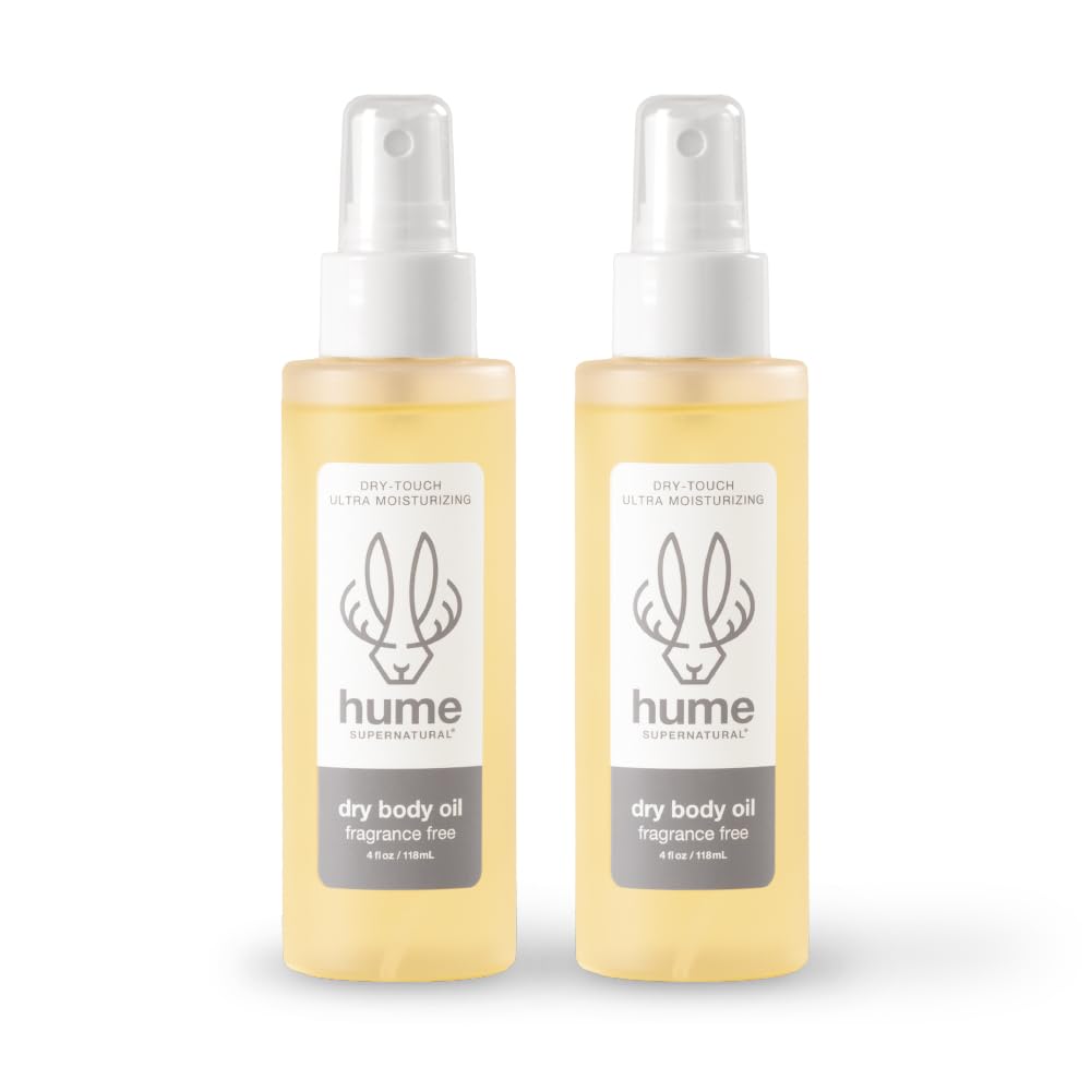 Hume Supernatural Dry Body Oil Spray - Moisturizing, Fragrance-Free, 2-Pack, 4 Fl Oz