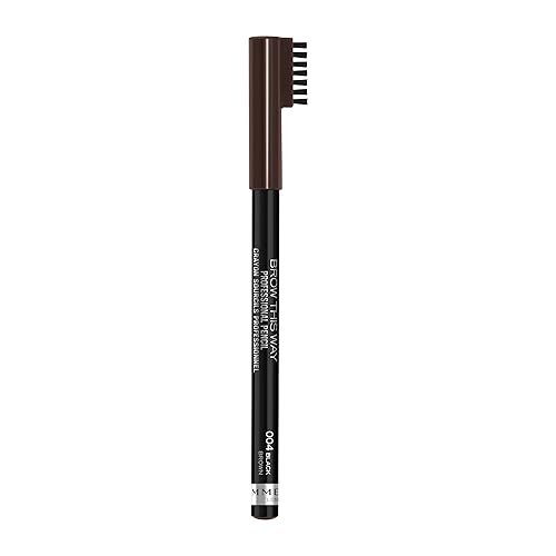 Rimmel Professional Eyebrow Pencil, Black Brown, 0.05 Oz - Perfect For Defined Brows