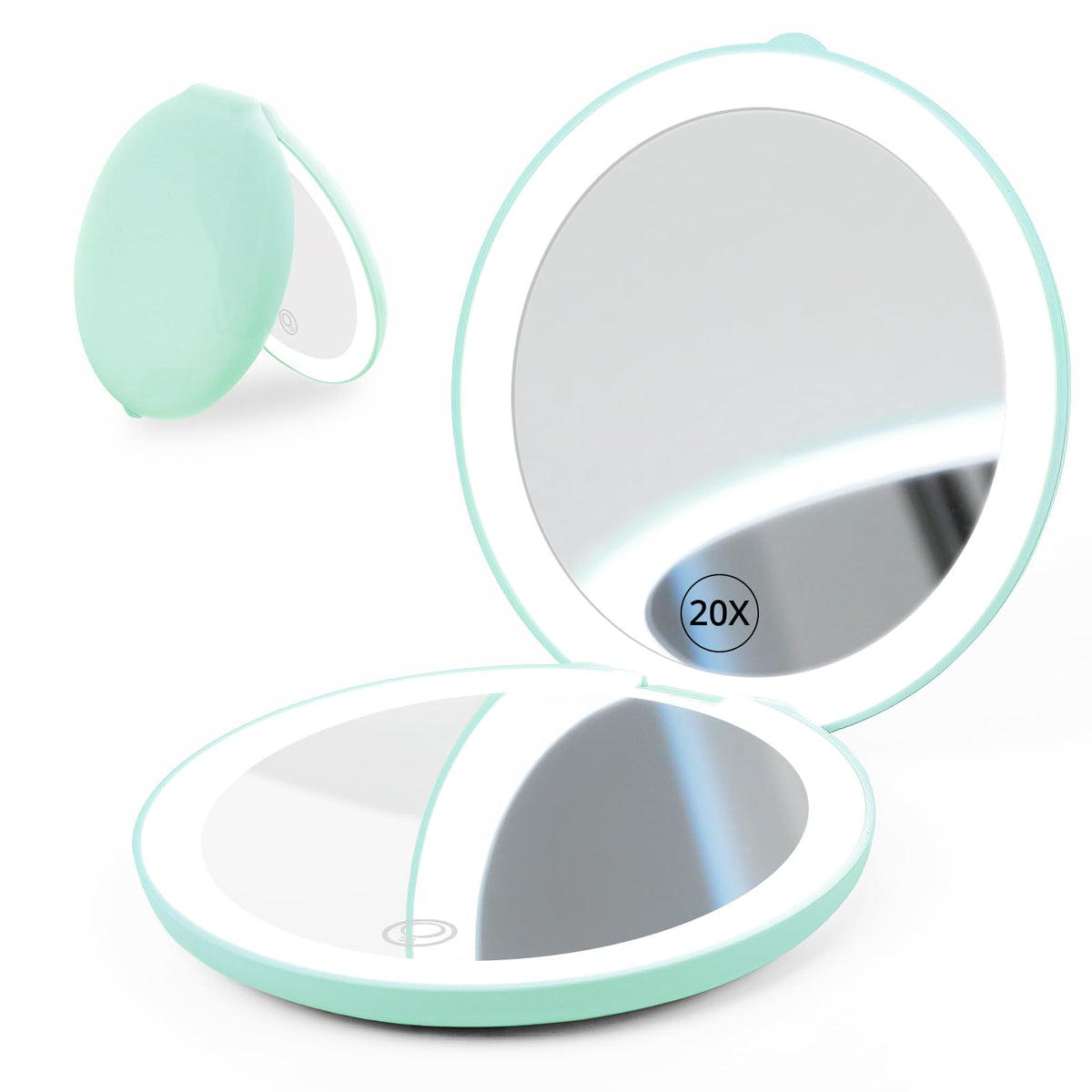 Fabuday Travel Compact Makeup Mirror With Lights - 4.8&quot; Led, 1X/20X Magnification, Rechargeable