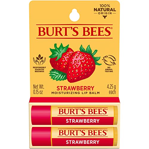 Burts Bees Lip Balm Stocking Stuffers  Moisturizing Lip Care Christmas Gifts  Strawberry  100 Natural 2Pack