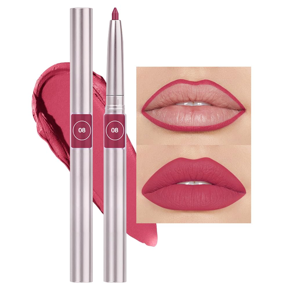 Feicuiyun Retractable Lipliner Pencil, Waterproof, Long Lasting Matte, Vegan, 08#Bean Paste Red