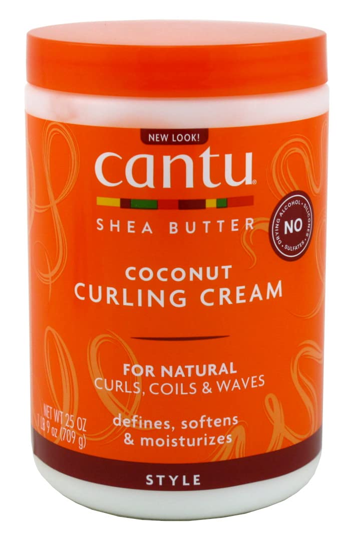 Cantu Coconut Curling Cream 25Oz (Pack Of 2) - Natural Hair Care For Soft, Defined Curls