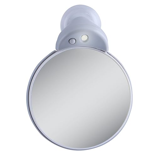 Zadro 10X/5X Led Lighted Portable Makeup Mirror - Compact Travel Size, Gray/White