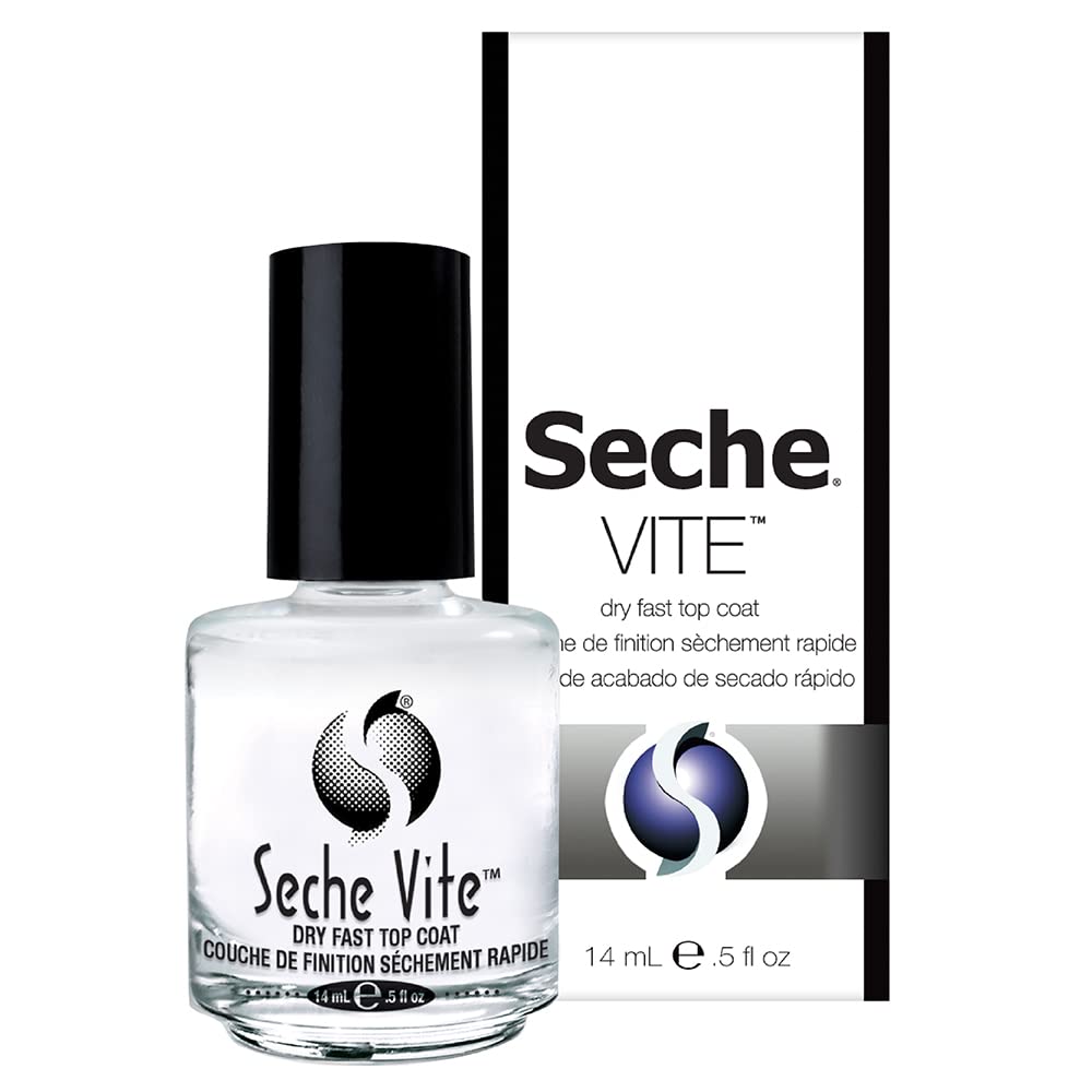 Seche Vite Dry Fast Top Coat - Clear - 0.5 Fl Oz - Quick-Drying Nail Polish Finish