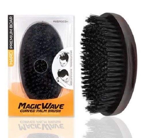 leebeauty.com Premium Boar Magic Wave Curved Palm Brush - Hard, Black, 1 Count