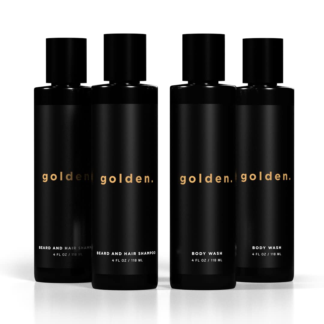 Golden Grooming Co. 3-In-1 Men'S Body Wash & Shampoo - Hydrating, Refreshing, Pack Of 4