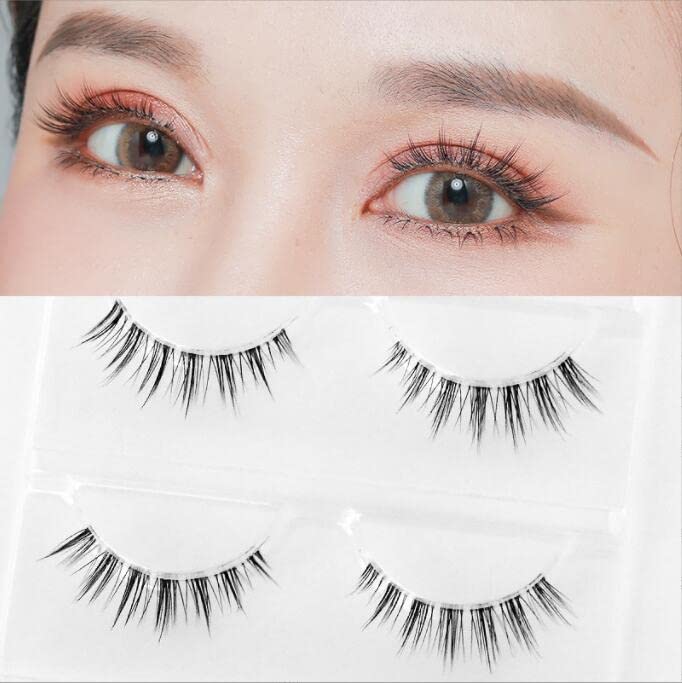 Lasgoos Natural Look Fake Eyelashes - 3 Pairs Cross Clear Band Invisible Lash For Eye Makeup