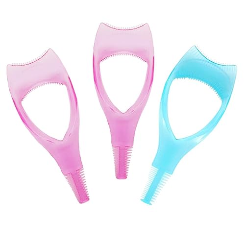 Astrqle 3Pcs Plastic Makeup Eyelash Applicator Guards With Comb - Blue & Pink